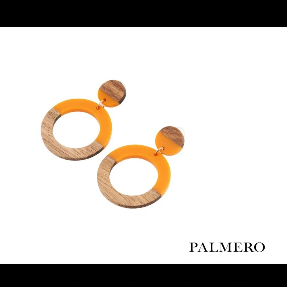 Palmero Earrings -Orange & natural wood -Lauma Collection -Lorelei Earrings NWT